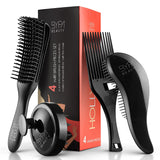 Detangling Brush, Flexible Detangling Brush, Shampoo/Scalp Massager & Hair Pick for Black Natural Hair with Box - 4PCS