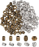 150 PC - 15 Styles African, Beard, Dreadlock, Tibetan Style Alloy Beads (Silver/Golden/Bronze)