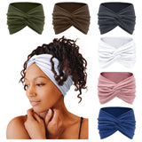 6 PK - Extra Wide Turban/ Boho, Twisted Knot Hairband