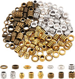 150 PC - 15 Styles African, Beard, Dreadlock, Tibetan Style Alloy Beads (Silver/Golden/Bronze)