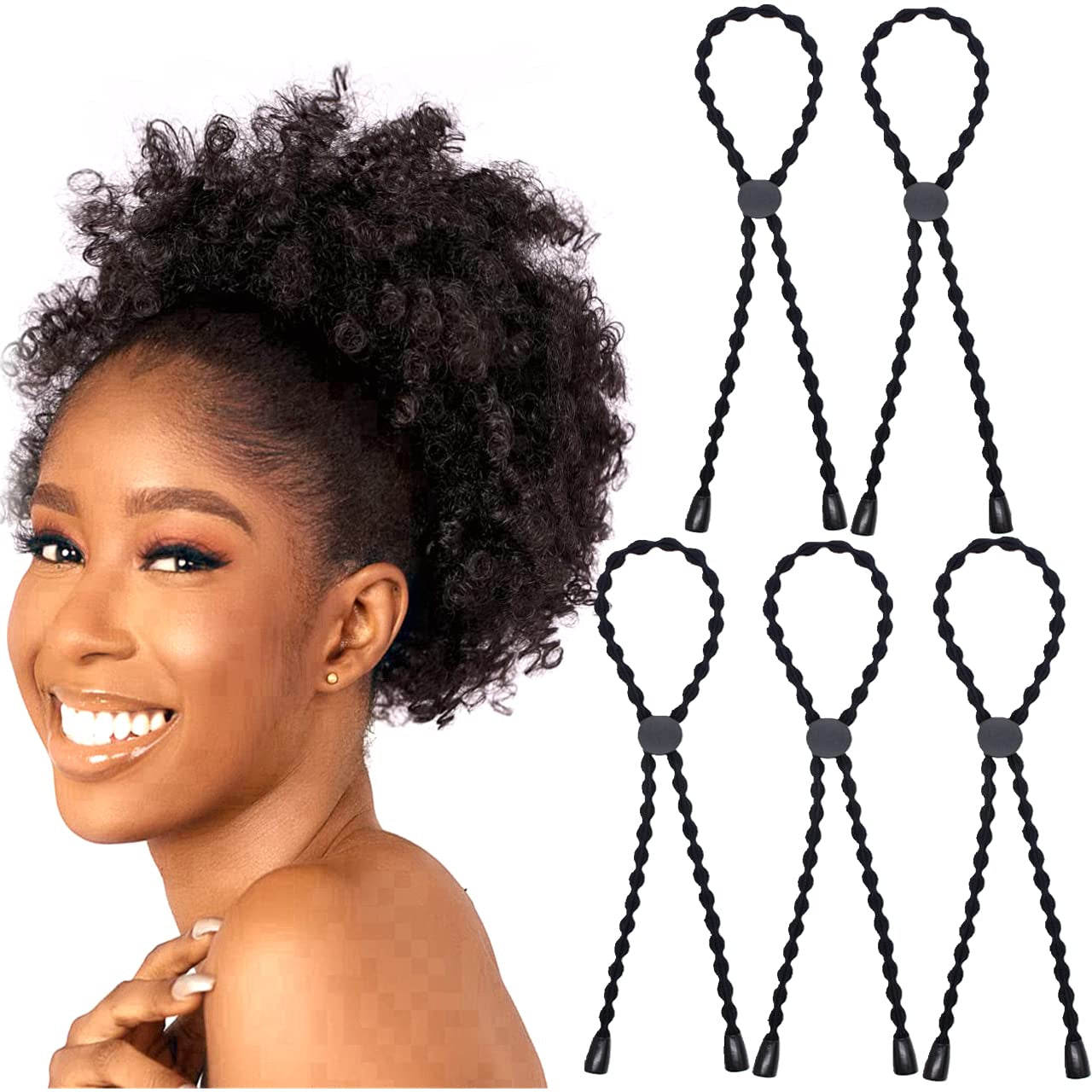 5Pcs Adjustable Hair Tie Puff Cuff Curly Hair Accessories for