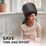 Hair Dryer Bonnet W/A Headband Integrated That Reduces Heat around Ears & Neck - Hair Dryer Hooded Diffuser Cap for Curly, Speeds up Drying Time, Safety Deep Conditioning at Home - Portable, Large